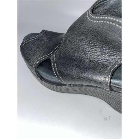DANSKO Black Leather Buckle/Strap Wedge Shoes Sandals Women's Size 6.5-7 EU 37‎ - Picture 4 of 14